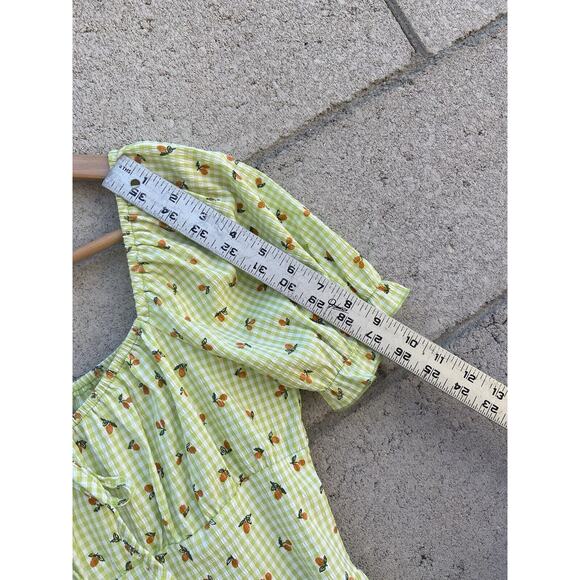 Green Checker Citrus Print Mini Dress - Picture 7 of 8